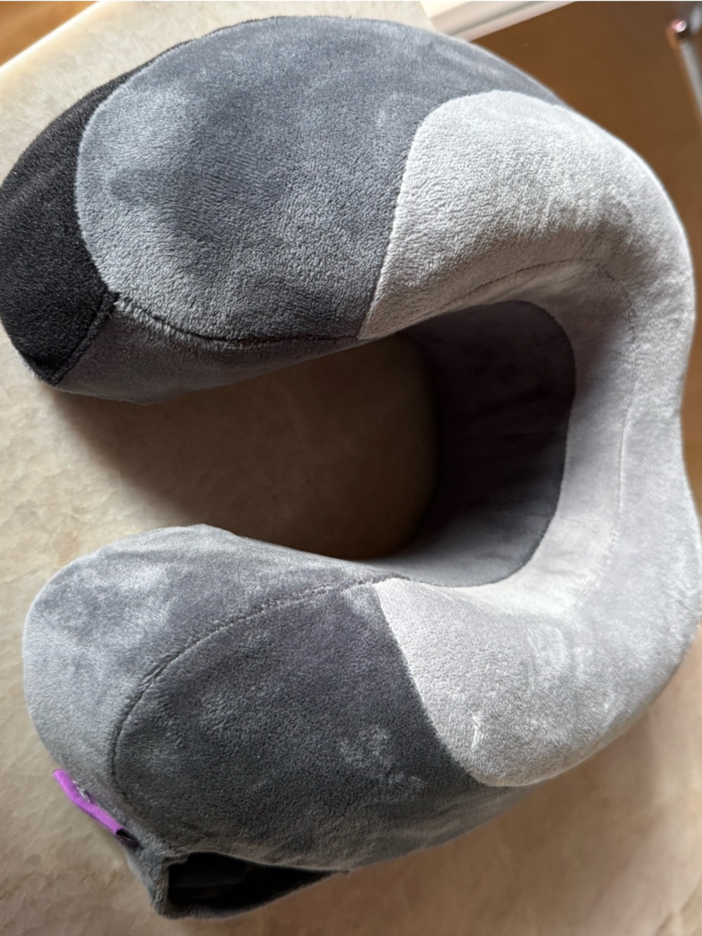 Cabeau Plush Travel Neck Pillow in Two-Tone Gray